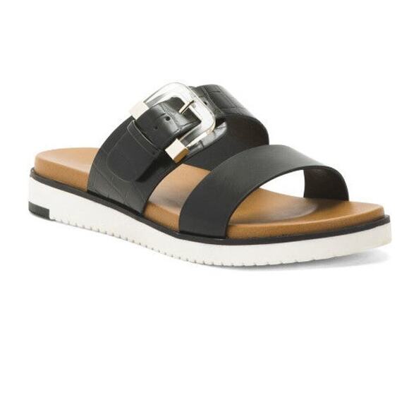 New! ALDO Women's Open Toe Buckle Double Band Slides Sandals - Picture 1 of 6